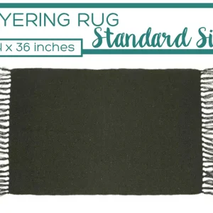 Olive Green Accent Rug with Fringe - 2x3 feet