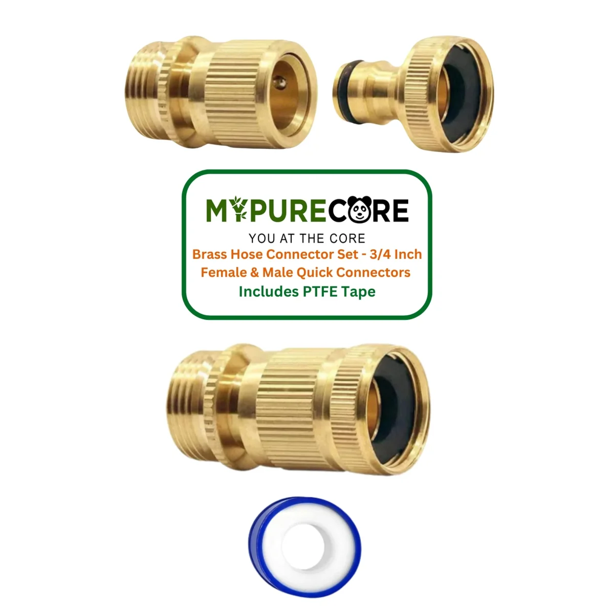2-Pack Brass Garden Hose No-Leak Connector Set - Image 2
