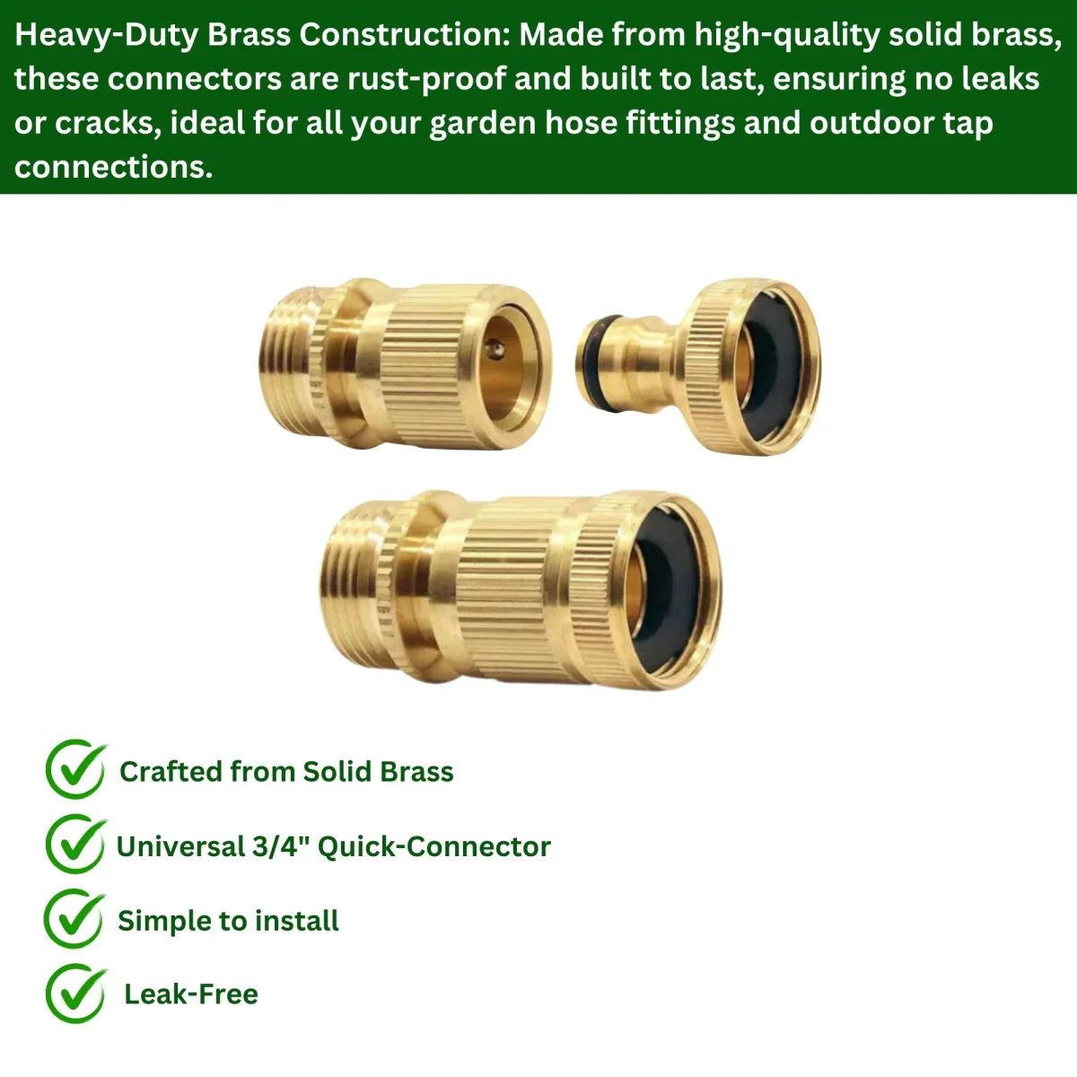 2-Pack Brass Garden Hose No-Leak Connector Set - Image 5