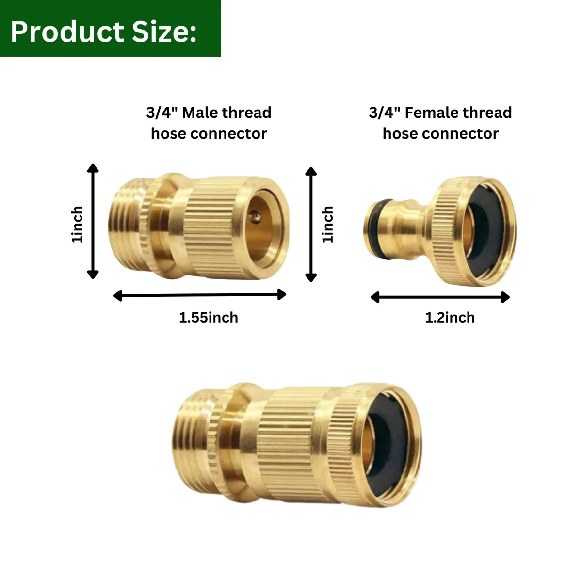 2-Pack Brass Garden Hose No-Leak Connector Set - Image 3