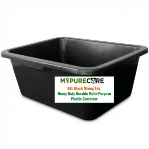 Black Mixing Tub Heavy Duty Rectangular Plastic Utility Container for Mortar Plaster Gardening Storage DIY Use Durable Multi Purpose Tray for Builders Home Garden Workshop